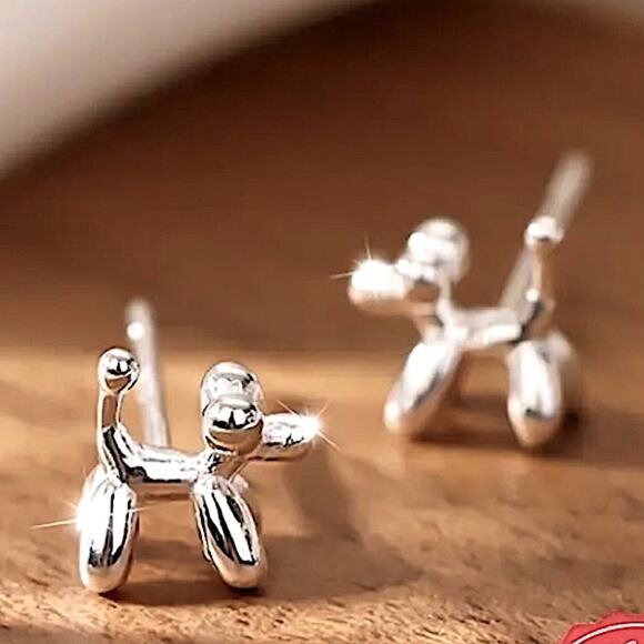 Sterling Silver Dog Animal Pendant Earrings - Picture 5 of 6